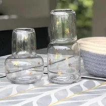 Comprar Jarras De Noche Vidrio Grabado, Alta + Baja (set 2 Unidades)