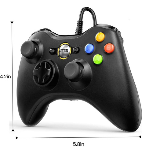 Controlador Voyee 360 Pc Por Cable Negro Con Joystick