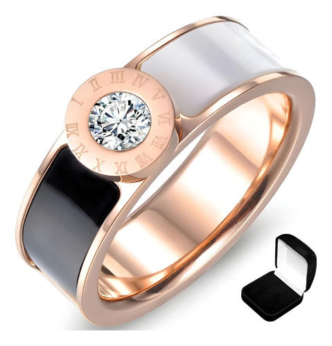 Anel Solitário Cristais Swarovski Banhado Ouro Rose 18k 