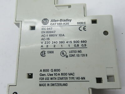 Allen-bradley 140-a20 Auxiliary Contact Series C 2no 10a Oaf