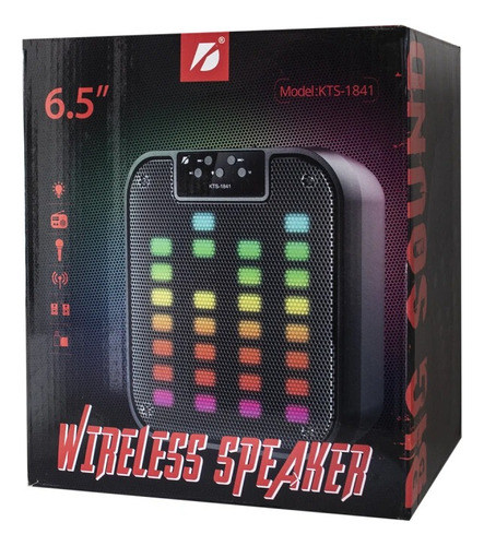 Bocina 6.5 Pulgadas Kts-1841 Linkbits Bt Aux Luz Led Color Negro