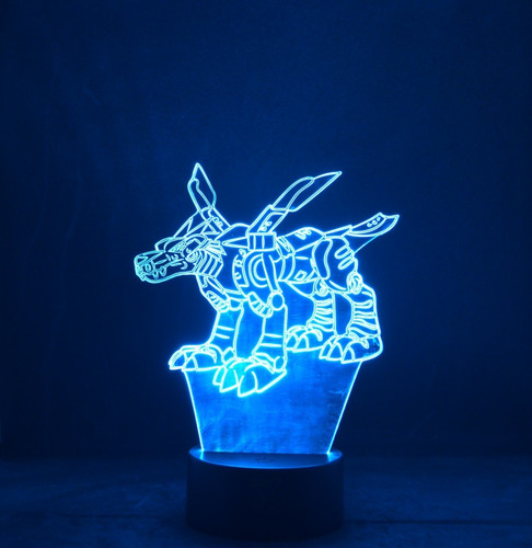 Lámpara 3d Metalgarurumon Digimon Base Negra + Pilas