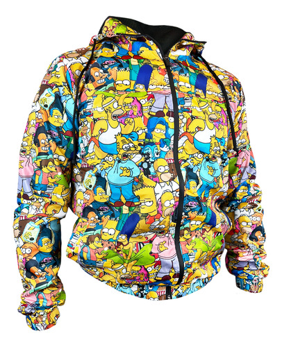 Chamarra Rompevientos Impermeable Con Gorro Los Simpson