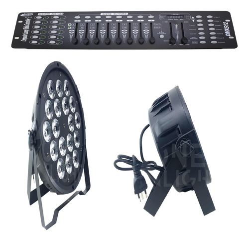 Kit 6 Par Led Slim 18 Led 12w Jdb-1814 + Mesa Dmx 512