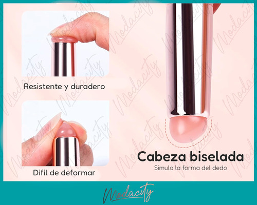 Cepillo Silicona Uñas City Girl Semipermanente Gel Cromado Coral Claro