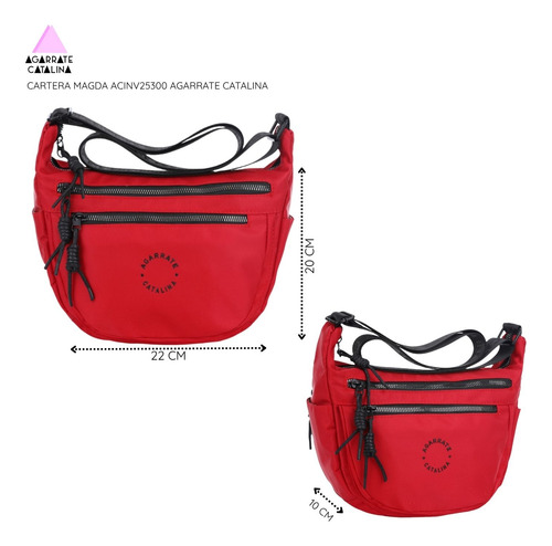 Cartera Magda Agarrate Catalina Rojo Liso Negro Negro