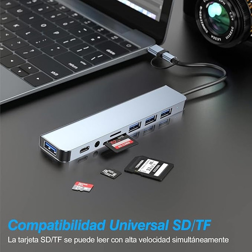 8 En 2 Adaptador Multipuerto Usb Tipo C Hub Para Macbook
