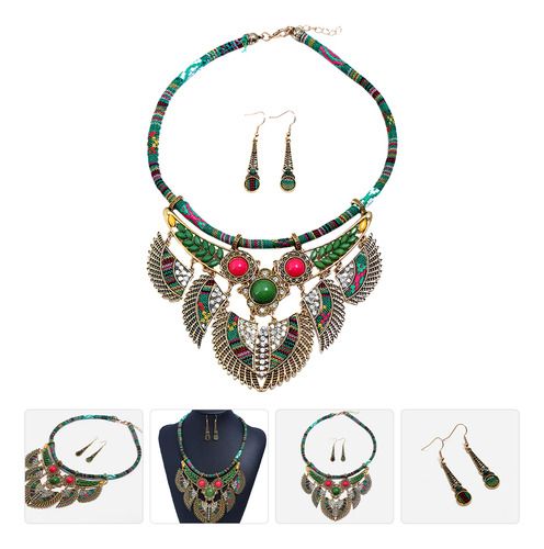 Conjunto De Joyas De Estilo Étnico Bohemio Con Pedrería
