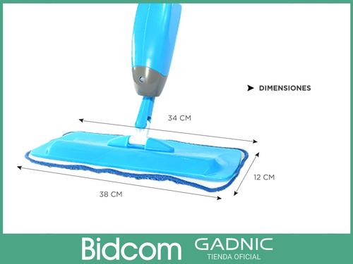 Imagen 7 de 10 de Trapeador Rociador Spray Mope Gadnic Microfibra 3 Paños