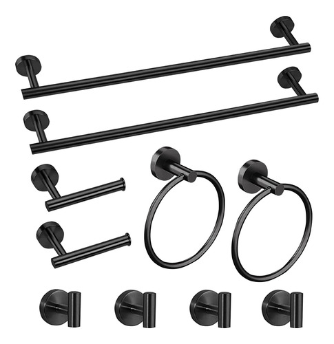 Juego De Accesorios De Baño Negro Mate De 10 Piezas, B...