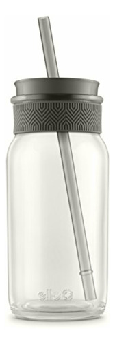 Ello Coachella Bpa-free Glass Sipper With Straw, Grey, 20