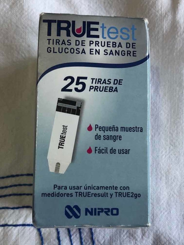 25 Tiras De Prueba Glucosa En Sangre True Test. 1 Caja O 39.
