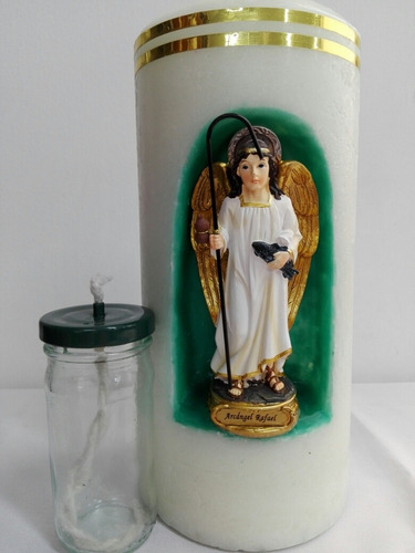 Imagen 3 de 6 de Vela San Rafael Arcangel Para Usar Con Parafina Liquida