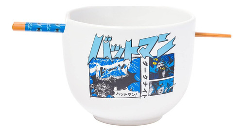 Tazón Cerámica Ramen Batman Silver Buffalo 590ml Palillos