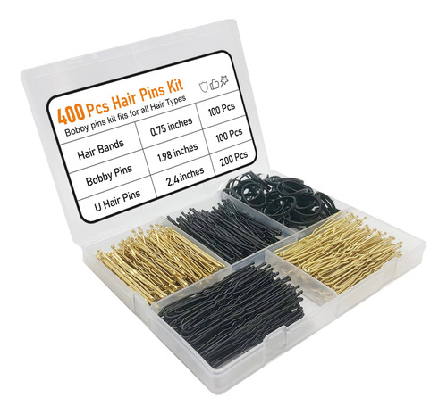 Kit De 400 Pinzas Para El Pelo, Incluye 100 Pinzas Bobby,...