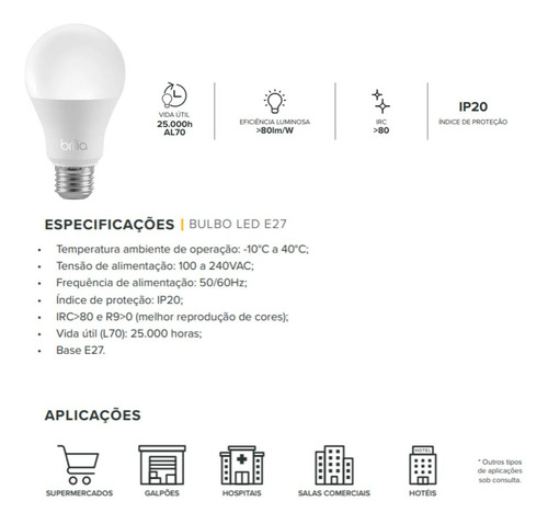 Kit 10 Lampadas Led Bulbo 15w 3000k 1311 Lumens 127/220V