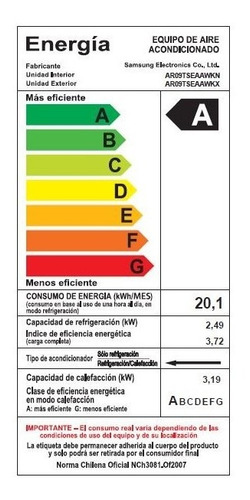 Aire Acondicionado Samsung Inverter Wind-free Wifi 9.000 Btu