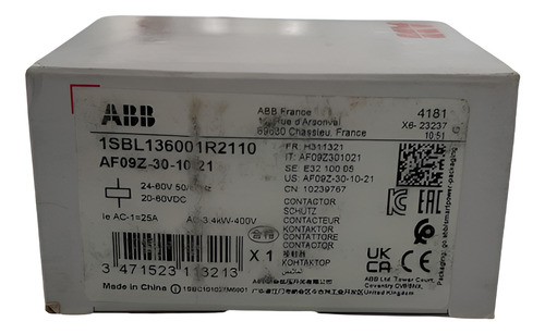 Contactor Af09z-30-10-21 Bobina 24-60v Abb 1sbl136001r2110