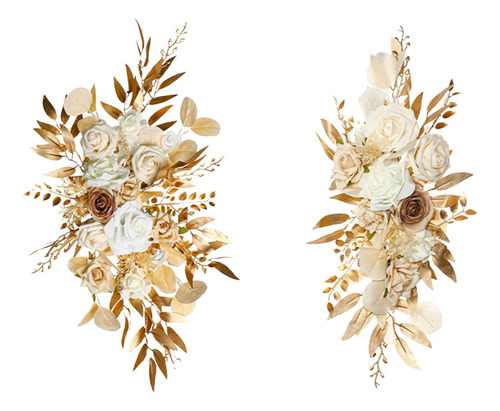 2 Piezas De Flores Swag, Telón De Fondo Floral, Oro