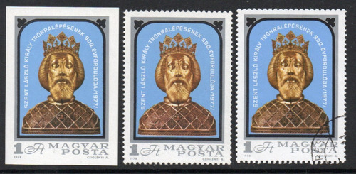 Hungría 3 Sellos 900° Saint Ladislas = 1 Sin Dentar Año 1978