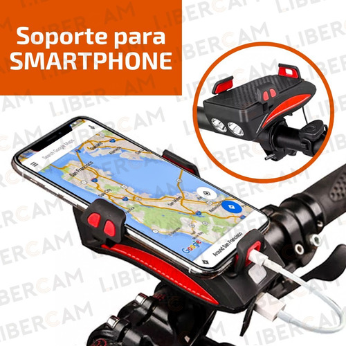 Luz Bici Power Bank Leds + Porta Celular + Bocina