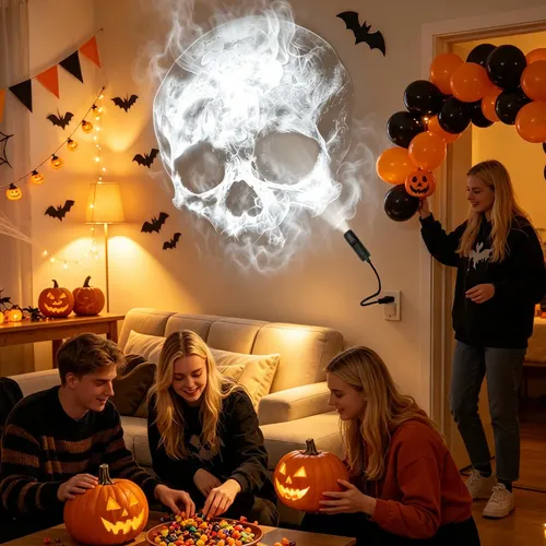 Projetor De Halloween Com 3 Padrões Spooky Pumpkin Skull Han