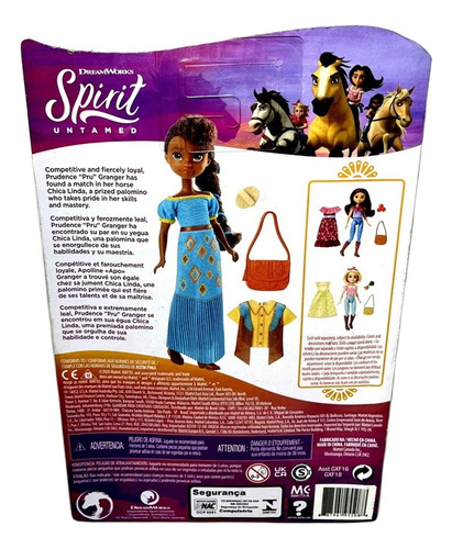 Boneca Menina Pru Morena Negra - Acompanha Vestido Adicional Bolsa E Acessório - Spirit Untamed Cavalgando Livre - Dreamworks - Mattel Brinquedos