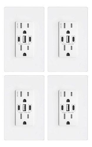 Amerisense Gan - Toma De Pared Usb De 3 Puertos De 30 W, 6 A