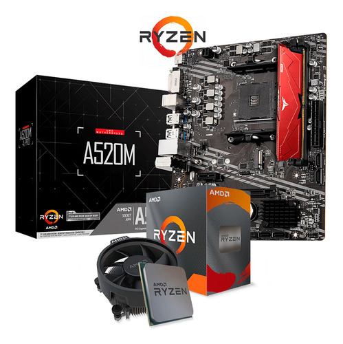 Kit Upgrade Gamer Amd Ryzen 5 + Vega / Placa Am4 / 8gb Ddr4 Cor Preto