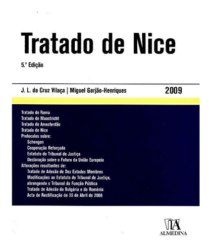Libro Tratado De Nice 05ed 09 De Jose Luis Cruz Vilaca Alme