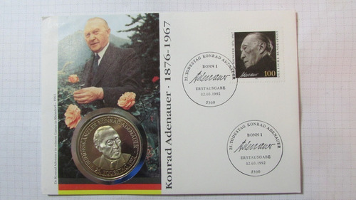 Alemania 1992 Medalla Edición Esp Memorial Adenauer F