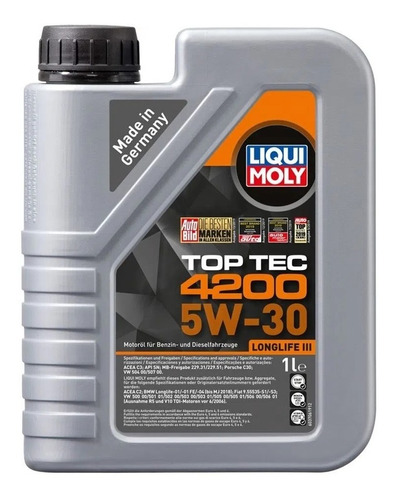 Aceite De Motor Antifricción Top Tec4200 5w-30 1l Liqui Moly
