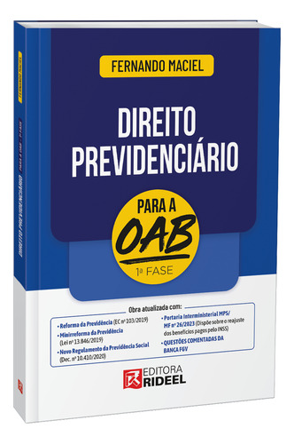 Direito Previdenciário Para A Oab 1ª Fase, De Fernando Maciel. Editora Rideel Em Português