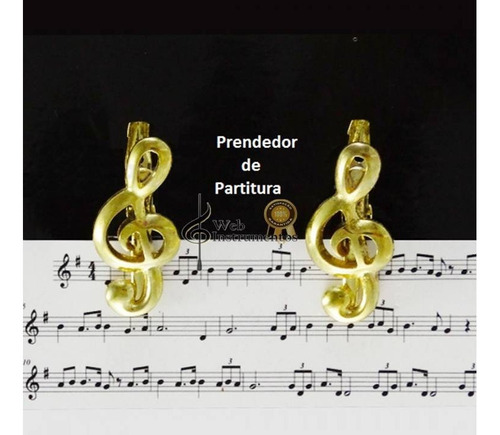 Prendedor Hinário Partitura Clave De Sol Paganini Dourado Cp