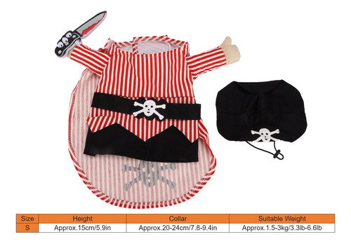 06 Conjunto De Disfraz De Pirata For Mascotas, Disfraz