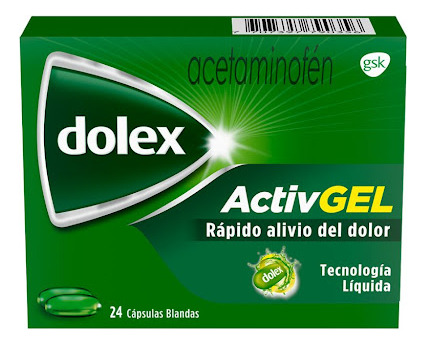 Acetaminofen Dolex Activ Gel 500mg Cápsulas Líquidas Caja X2