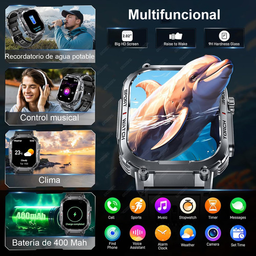 S320b Reloj Inteligente Hombre 2.02 Smart Watch Linterna
