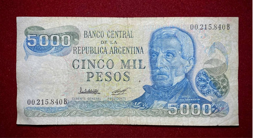 Billete 5000 Pesos Ley Serie B Bottero 2471 B Tirada Corta