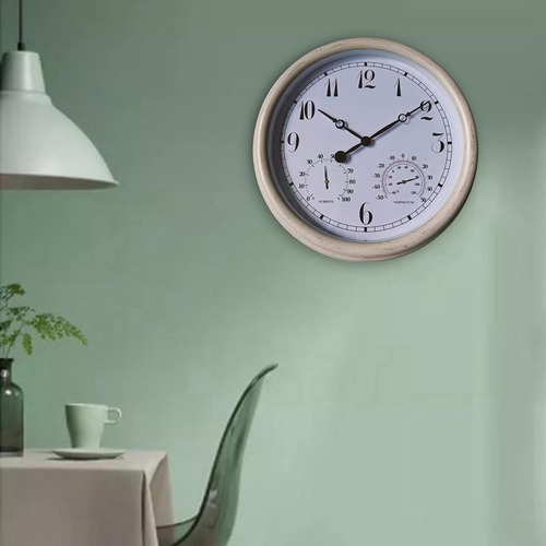 Reloj De Pared Con Termómetro Higrómetro Reloj Redondo Sin