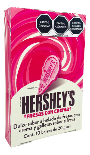 Chocolate Hershey´s Sabor Fresas Con Crema 10 Piezas De 20g 