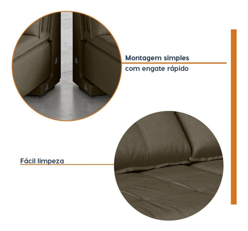 Sofá Cama Retrátil E Reclinável 4 Lugares 280cm Em Wt