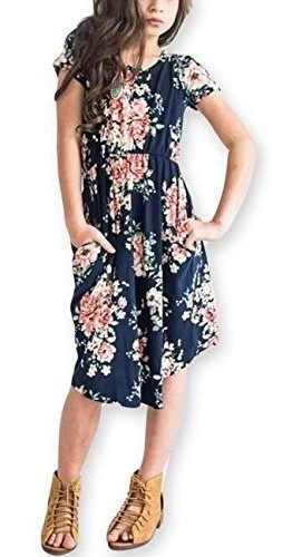 Vestido Maxi Para Niñas, Camiseta Informal Floral Para Niños