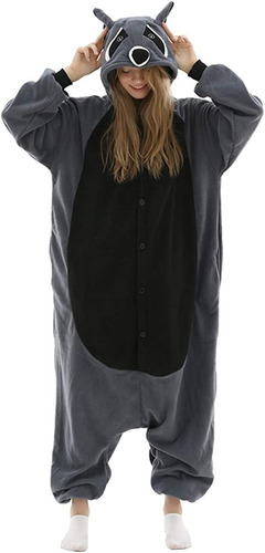 Disfraz Pijama De Mapache Para Hombres Damas Adultos Unisex