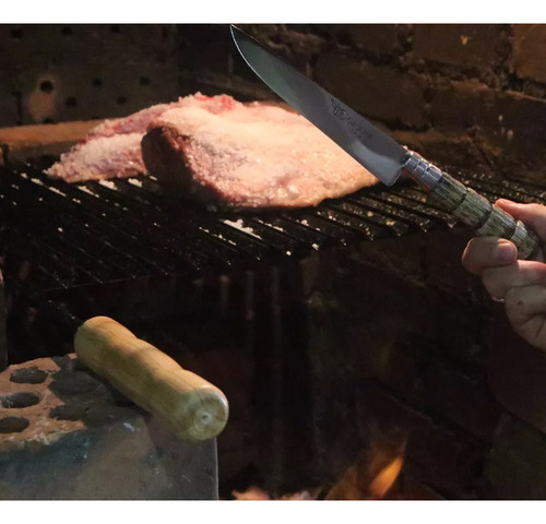 2 Faca Churrasco 6'' Aço Inox Cabo Rabo De Tatu Bainha Couro