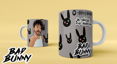 10 Plantillas Bad Bunny 01 Taza Sublimacion Psd Editbale Png