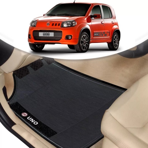 Tapete Borracha Automotivo Preto Fiat Novo Uno 4 Peças