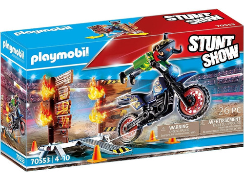 Playmobil Stunt Show Motocross Con Fiery Wall