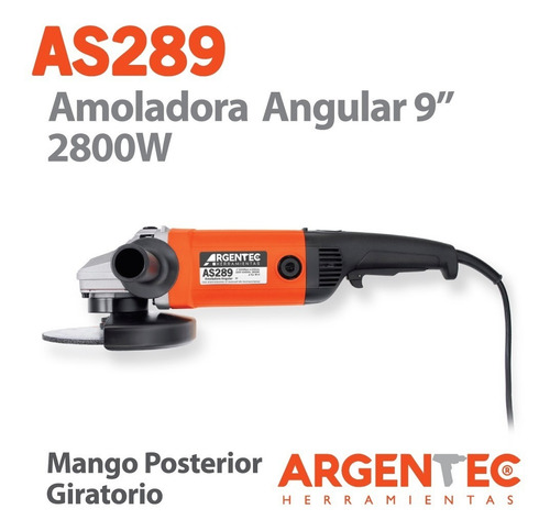 Amoladora 230 Mm. Argentec As289 2800 Watts Color Naranja/Negro