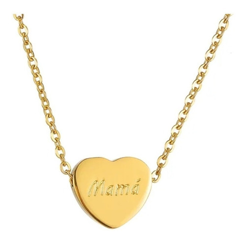 Collar Corazón Mamá Baño Oro 18kt Día De La Madre
