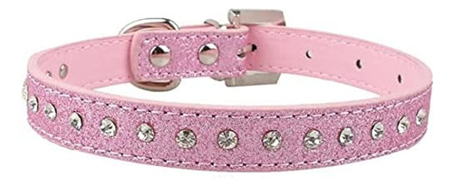 Collar De Perro Cristal Bling Rhinestone Pu Cuero Cachorro G